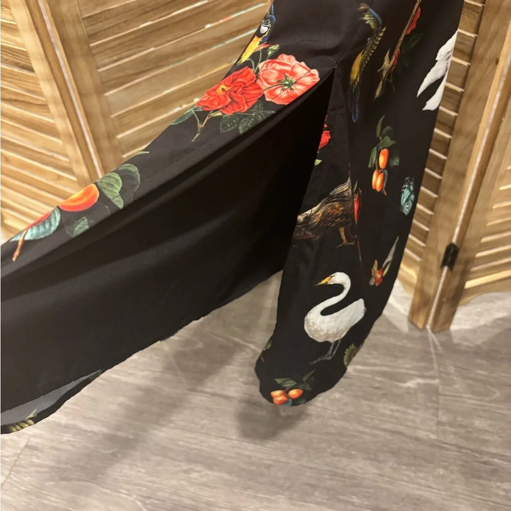 eShakti Black dress with Floral Accents and birds and butterflies. - Picture 7 of 8